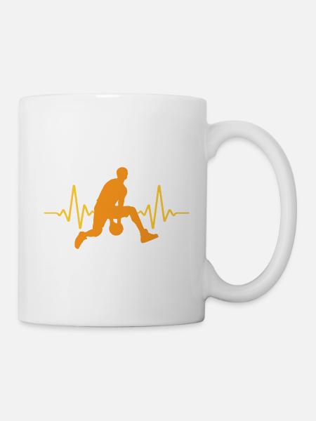 Herzschlag Basketball Puls EKG | Farben änderbar - Tasse - Weiß