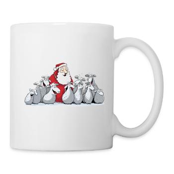 Singernder Weihnachtsmann mit Schafen - Tasse - Weiß - Rechts