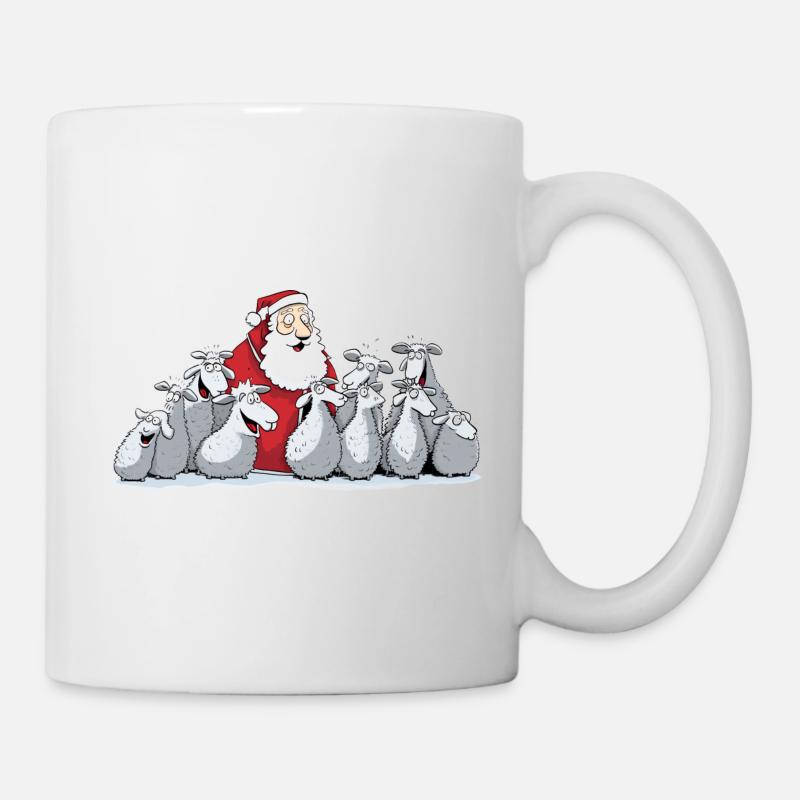 Chanter le Père Noël avec des moutons - Mug blanc - blanc