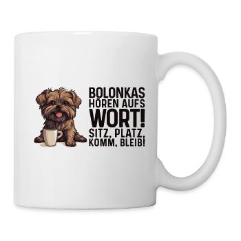 Bolonkas hören aufs Wort! Bolonka Zwetna Hund - Tasse - Weiß - Rechts