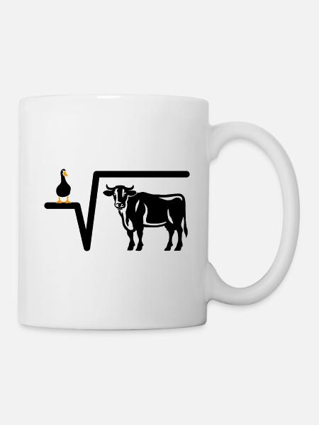 Ente Wurzel aus Kuh - Mathe Geschenk - Tasse - Weiß