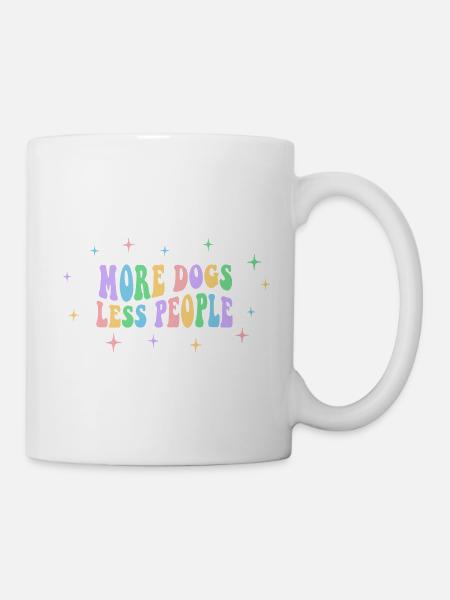 More Dogs Less People - Groovy Retro Design - Mug - white