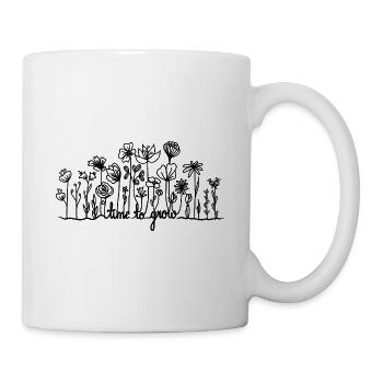 Blumen, Time To Grow, Zeit zu wachsen, Neues Jahr - Tasse - Weiß - Rechts