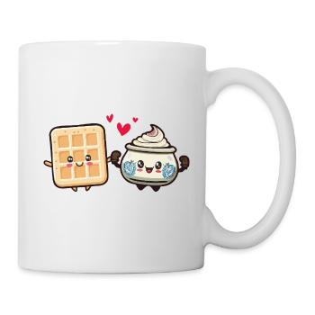 Waffle and Whipped Cream Kawaii Food - Friends Gourmands - Mug - white - Right