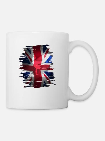 Union Jack skater drapeau britannique Angleterre Londres Brexit - Mug blanc - blanc