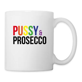 Pussy & Prosecco Regenbogen Homosexuell Lesben Pride - Tasse - Weiß - Rechts