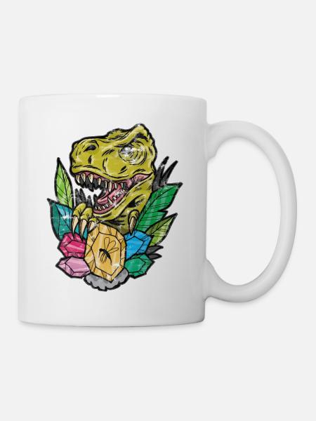 Cadeau d'ambre tatouage vintage Dinosurier - Mug blanc - blanc