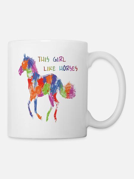 This girl likes horses - Mug - white