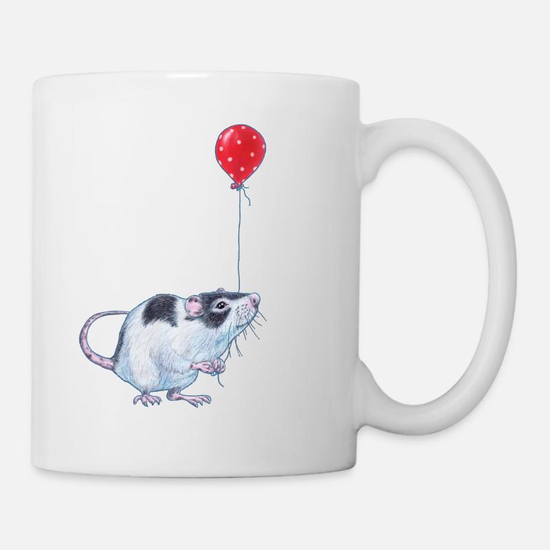 Rat with balloon - party - birthday - gift - Mug - white