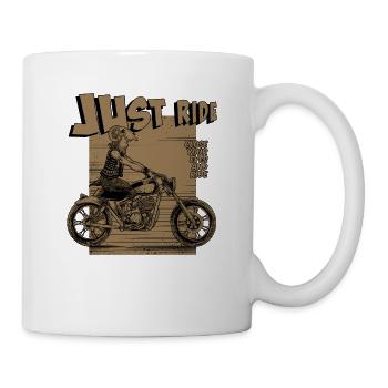 Just ride Motorrad Biker Mopedfahrer - Tasse - Weiß - Rechts