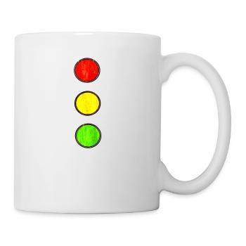 Feux tricolores, voiture école, conduite, vendange - Mug blanc - blanc - Droite