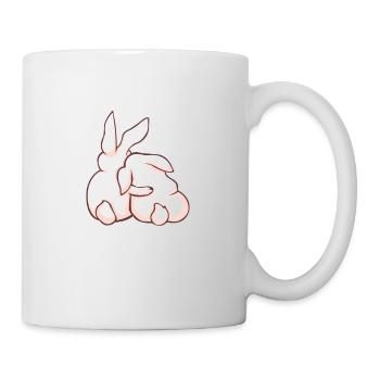 Hasen Kuscheln Love - Tasse - Weiß - Rechts