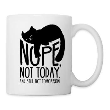 Idée cadeau chat drôle PAS AUJOURD'HUI - Mug blanc - blanc - Droite