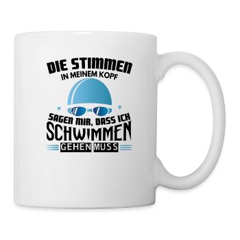 Schwimm - Shirt Tauchen Sport Pool Wasser Geschenk - Tasse - Weiß - Rechts