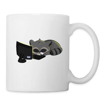 Raccoon sleeping computer night - Mug - white - Right