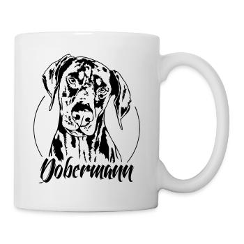 DOBERMANN Hundeportrait Wilsigns Hund Hunde IGP - Tasse - Weiß - Rechts