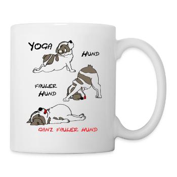 Yoga-Hund - süßer Hund im Comic Style - Tasse - Weiß - Rechts