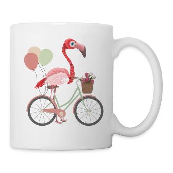 Flamingo auf Fahrrad - Tasse - Weiß - Rechts