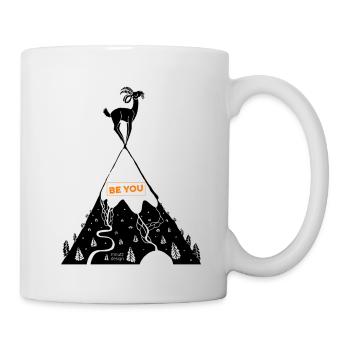 How to live - be you! Mountain sheep at the summit - orange - Mug - white - Right