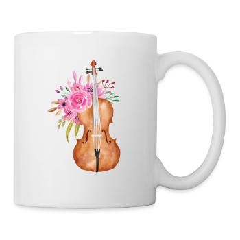 Violine Geige Cello Musik Blumen Rose Watercolor - Tasse - Weiß - Rechts