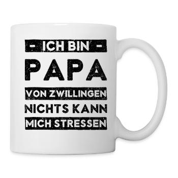 Papa Von Zwillingen Kann Nichts Stressen - Tasse - Weiß - Rechts