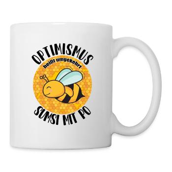 Optimist Sumsi mit Po Biene Honig Imker - Tasse - Weiß - Rechts