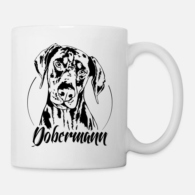 Portrait de chien DOBERMANN Sticker chien Wilsigns - Mug blanc - blanc