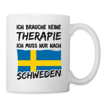 Ich brauche keine Therapie Schweden - Tasse - Weiß - Rechts