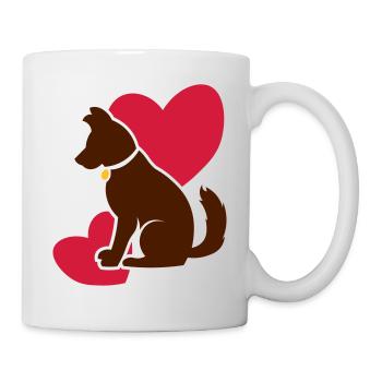Cute dog with hearts - Mug - white - Right