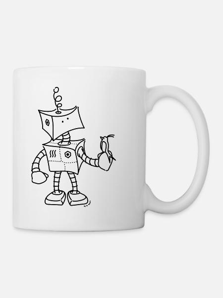 Cute Robot & bird - Mug blanc - blanc