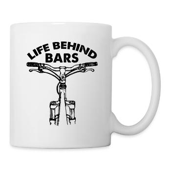 Leben hinter Gittern Mountainbike-Geschenk - Tasse - Weiß - Rechts