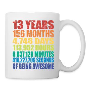 13. Geburtstagsgeschenk, Jungen Mädchen Teens, 13 Jahre alt - Tasse - Weiß - Rechts