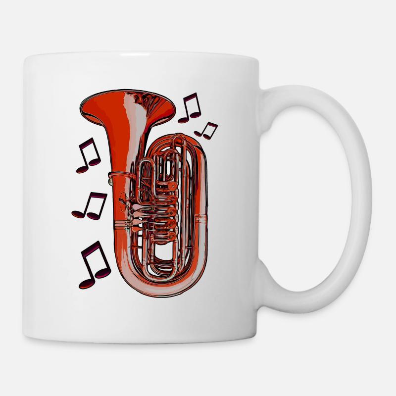 Tuba Noten orange - Tasse - Weiß
