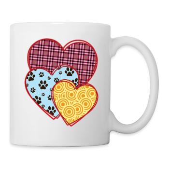 Hearts, Valentine's Day Gift, Paws, Dog Cat Lovers - Mug - white - Right
