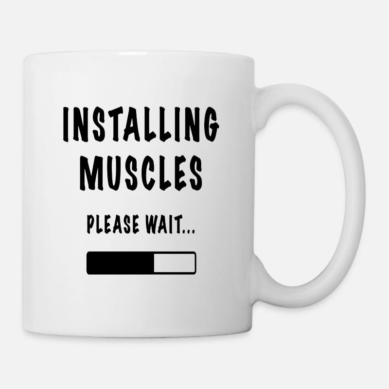 Installing muscles bodybuilding muscle funny humor - Mug - white