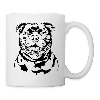 STAFFORDSHIRE BULLTERRIER Hundeportrait Wilsigns - Tasse - Weiß - Rechts