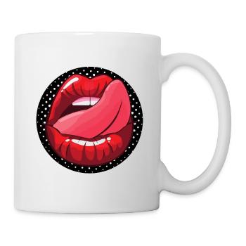 TONGUE ON LIPS IN THE MOUTH SEXY HUMOR - Mug - white - Right