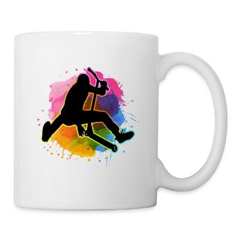 Farben Aquarell Stuntscooter Stunt Roller - Tasse - Weiß - Rechts