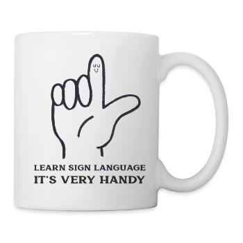 Apprendre la langue des signes C’est très pratique - Mug blanc - blanc - Droite