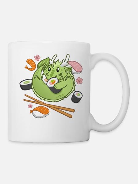 Chibi Sushi-Drache - Tasse - Weiß