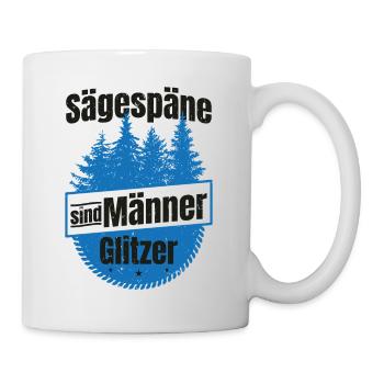 Sägespäne Männer Glitzer Tischler Zimmermann - Tasse - Weiß - Rechts