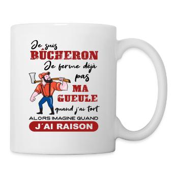 Je suis Bûcheron Forestier Homme solide Cadeau - Mug blanc - blanc - Droite