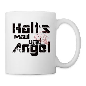 Angel Design lustig Halts maul und angel - Tasse - Weiß - Rechts