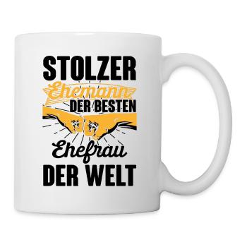 Stolzer Ehemann Ehefrau Hochzeitstag Jahrestag - Tasse - Weiß - Rechts