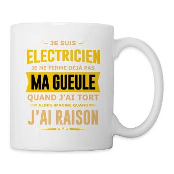 Electricien humour qui ne ferme pas sa gueule - Mug blanc - blanc - Droite