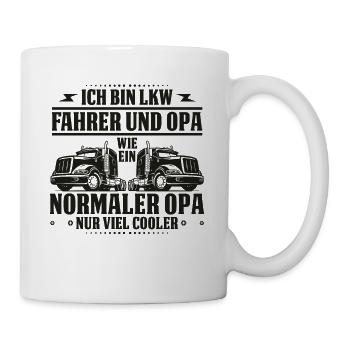 LKW Fahrer und Opa Trucker Fernfahrer Großvater - Tasse - Weiß - Rechts