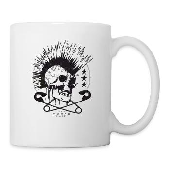 Punk Skull mit Sicherheitsnadel Geschenk lustig - Tasse - Weiß - Rechts