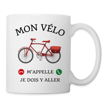 m appelle et je dois y aller phrase drole Le vélo - Mug blanc - blanc - Droite