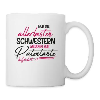 Beste Schwestern werden zur Patentante befördert - Tasse - Weiß - Rechts
