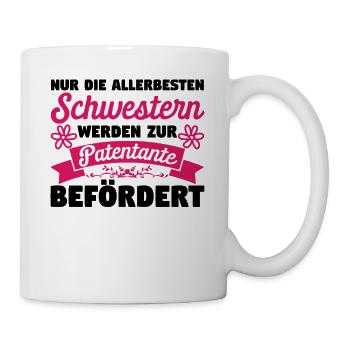 Beste Schwestern werden zur Patentante befördert - Tasse - Weiß - Rechts